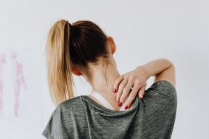 a woman with her back to the camera.