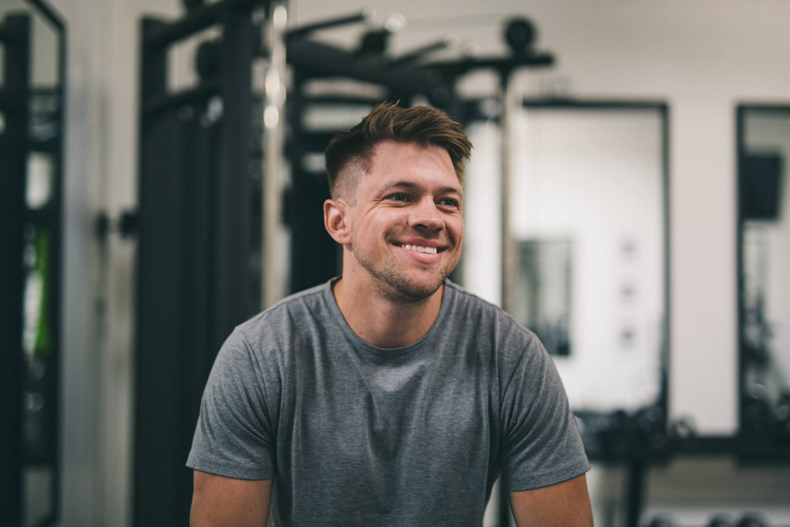 Man smiling in gym